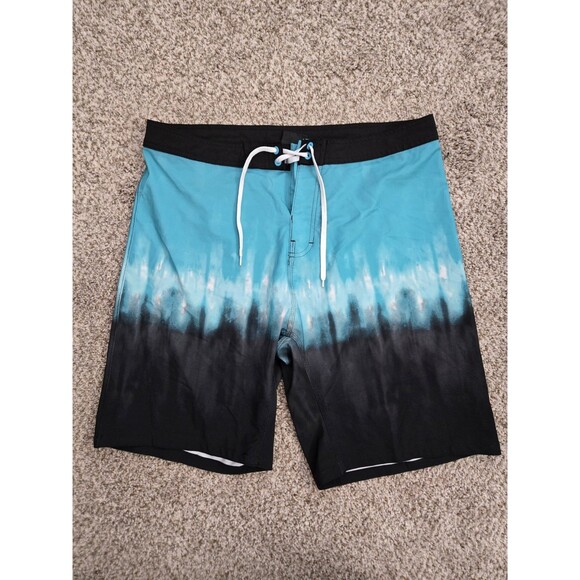 BURNSIDE Men’s Board Shorts Blue Ombre Surf Swim Beach Size 34 - Picture 1 of 5